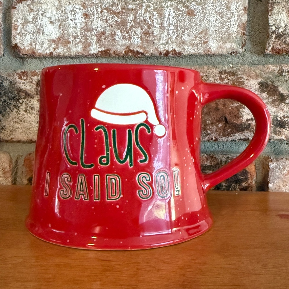 CHRISTMAS Clearance!  Red Holiday Mug with Santa Hat Design